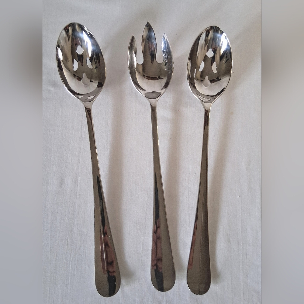 Windsor Silversmiths Japan - 3 Shiny, NOS, 13" Serving Pieces!! Holiday Table